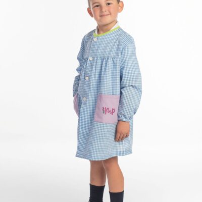 Babero cuadros c-rdo, 70%pol/30%alg. Bordado