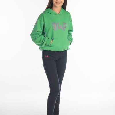 Sudadera capucha, bol. Canguro, 50%pol/50%alg. Serigrafía