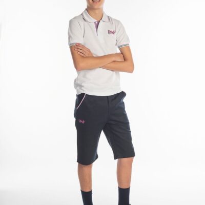 Pantalón docker corto, 39%pol/59%alg/2%elast, bordado