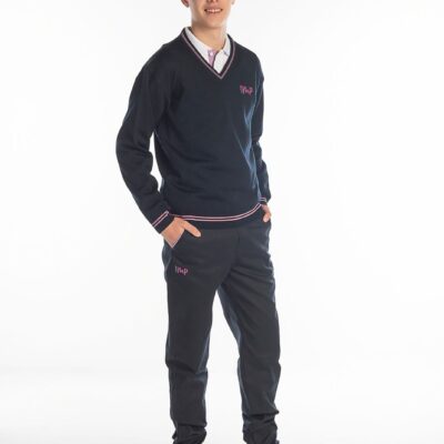 Suéter de pico, 70%acril/30%lana, bordado