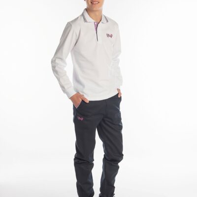 Pantalón docker largo, 39%pol/59%alg/2%elast, bordado