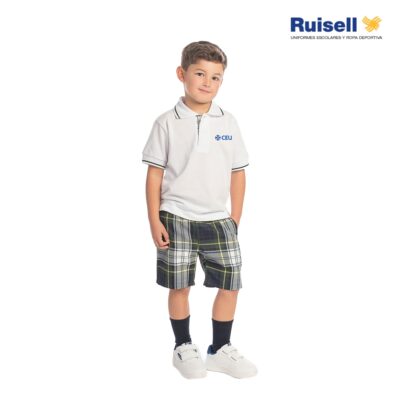 Pantalón cuadros corto, 67%pol/33%visc, bordado
