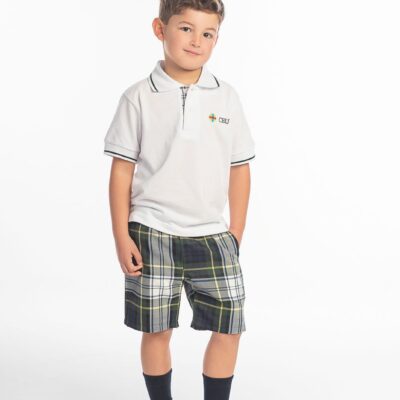 Pantalón cuadros corto, 67%pol/33%visc, bordado